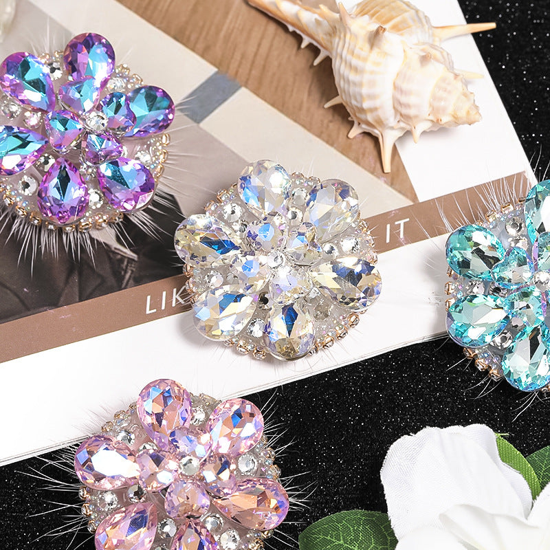 Wholesale 4pcs Heavy Industry Rotatable Rhinestone Snowflake Chain Acrylic Beaded DIY Jewelry Accessories